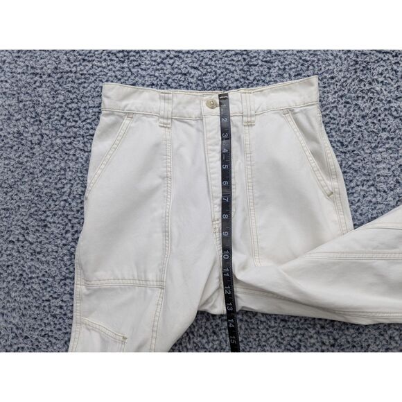 Abercrombie Fitch High Rise Wide Leg Cargo Pants Size 26 Boho Y2K Barrel White - Picture 10 of 13